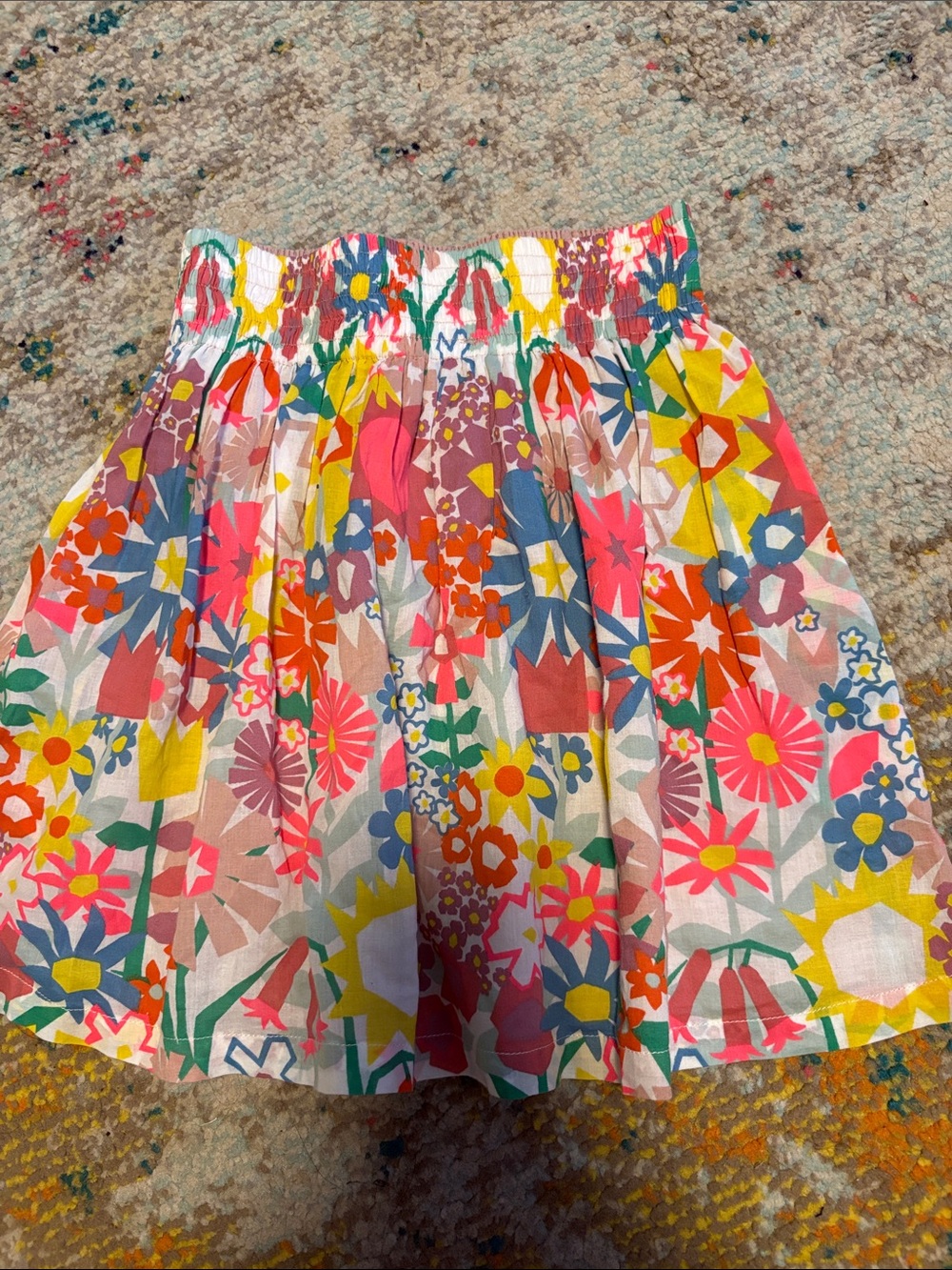 Stella Mcartney Smocked Waist Cotton Skirt — Multicolor